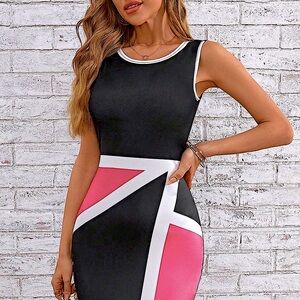 NWT, Lavishly Paris Women’s Colorblock Split Hem Bodycon Dress